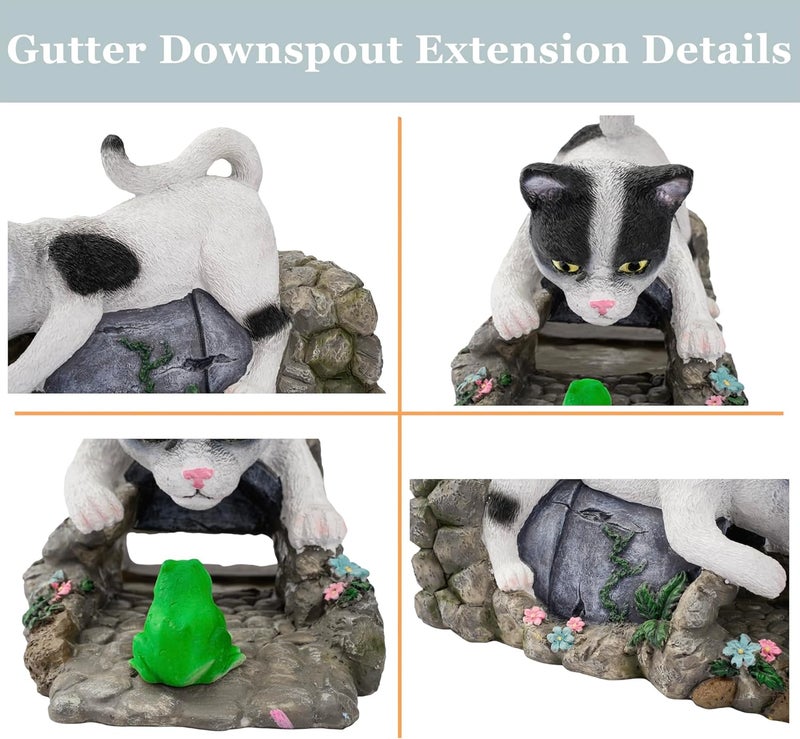 Euiroet Cat Gutter Downspout Extender Statue, Outdoor Decor Sculpture Ornament, Decorative Gutter Extension, Splash Block, Downspout Diverter, Eco-Friendly Resin, Perfect for 3"x4" Downspouts - Image 4